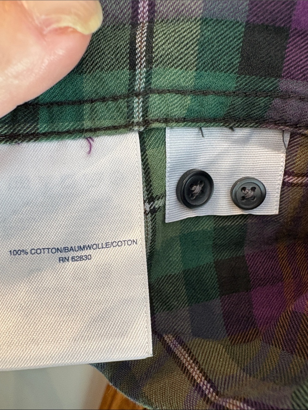 Lands' End Green & Purple Plaid Band-Collar Tunic - Picture 7 of 8